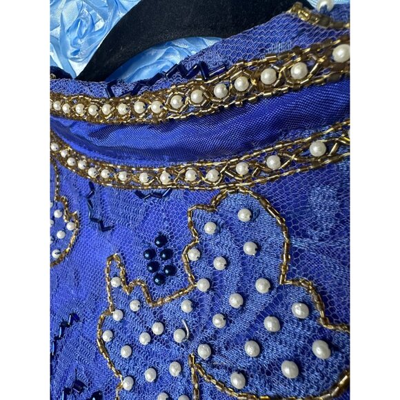 Gunit Womens Beaded Sheer Royal Blue Long Jacket XL 100% Rayon Made In India - Picture 8 of 14